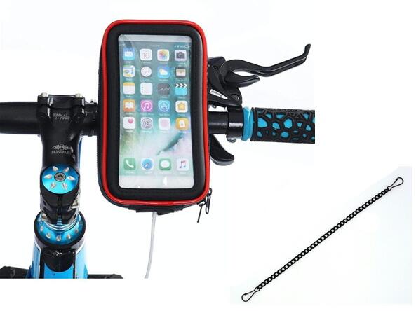 スマホホルダー 自転車 　Lサイズ　バイク 防水 落下防止チェーン付属 上下左右 角度調節可能 スマホ ホルダー スマホスタンド