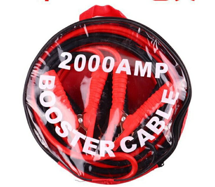 送料690円 車 ブースターケーブル 4m 12v 対応 2000a 絶縁カバー バッテリーあがり 救護 緊急 対策 カー用品