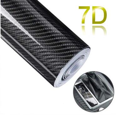 7D リアル ハイグレード カーボンシート 60cm×153cm ブラック 黒 車 ハイグロス 光沢 艶 ラッピングフィルム エア抜き溝仕様