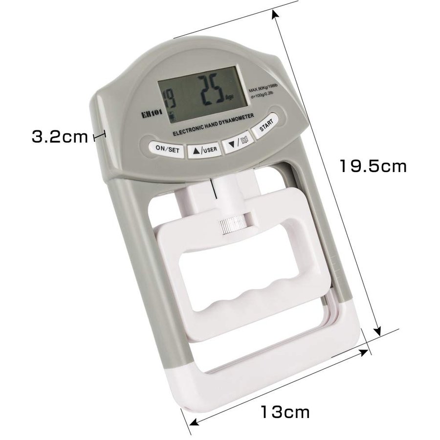 送料590円　握力計　デジタル　握力測定　19人登録 記録更新機能付き