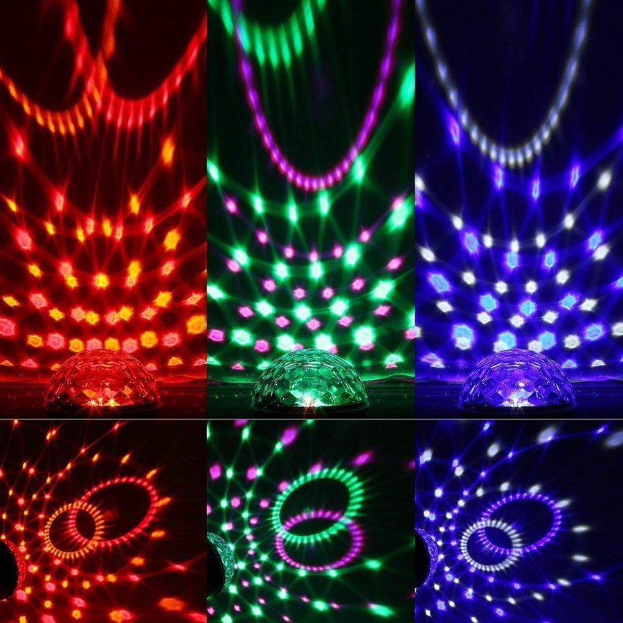 送料390円　ミラーボール　LED　リモコン付き　ディスコ　カラオケ　ライト　音声起動　音楽連動 パーティー ステージ　自走　舞台照明