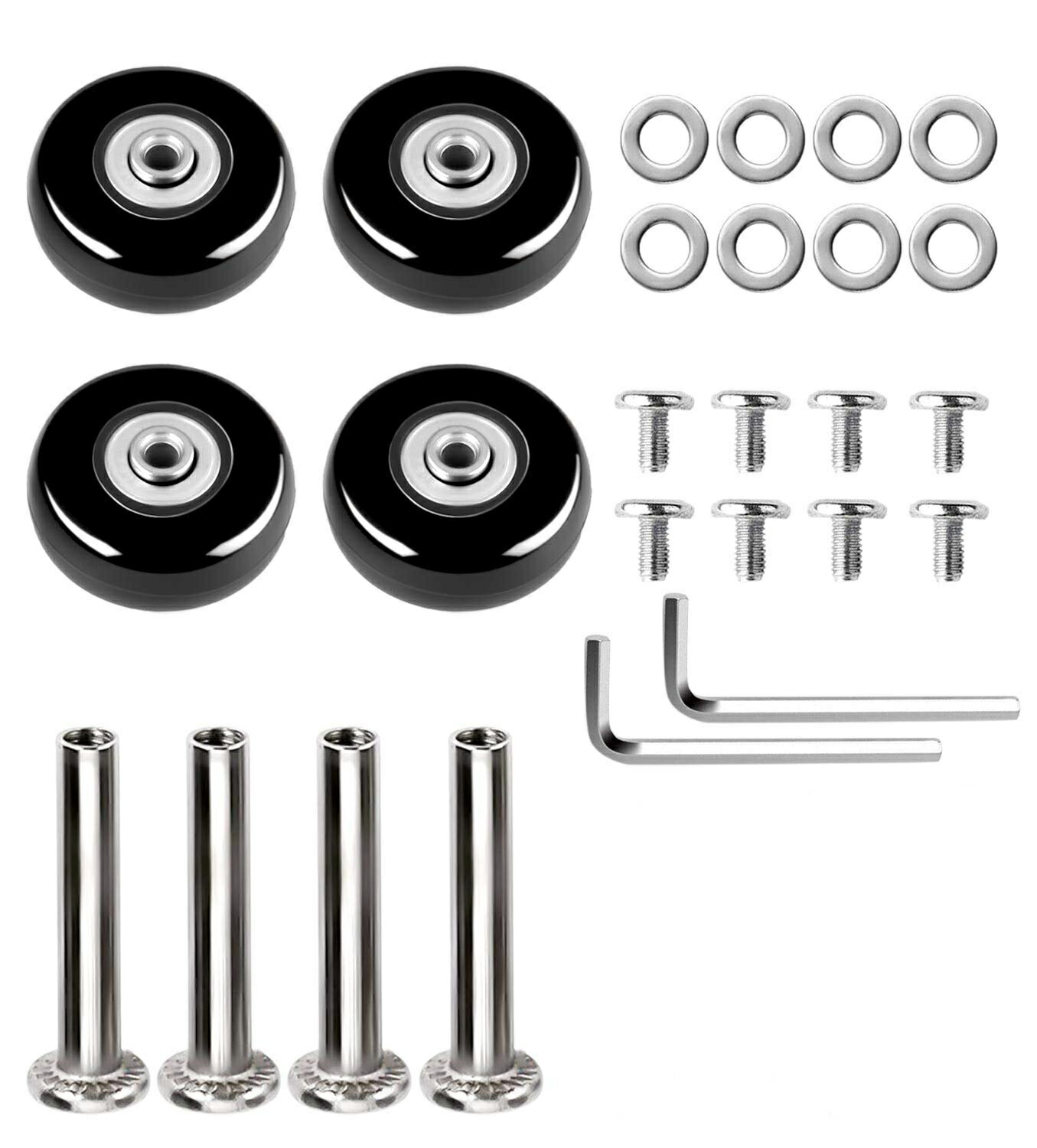 スーツケース タイヤ 4個セット 50mm 54mm 60mm 64mm 90mm ゴム 車輪修理 交換 キット 静穏 セット キャリーケース 交換 取り換え キャスター