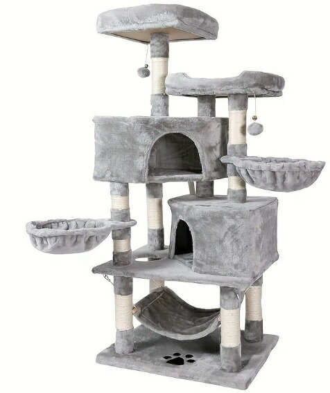 キャットタワー おしゃれ 据え置き 多頭飼い ハンモック 爪とぎ おもちゃ 転倒防止 猫 ねこ タワー 麻紐 プレゼント 頑丈