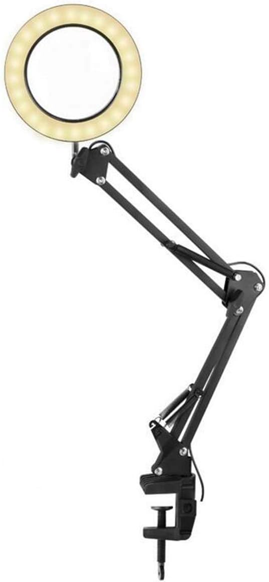 送料690円 拡大鏡 スタンドルーペ 倍率10倍 作業用 虫眼鏡 卓上 クリップ式 3色の照明モード アーム usb 360°回転 LEDライト付き 老眼 固定 精密作業 手芸 読書