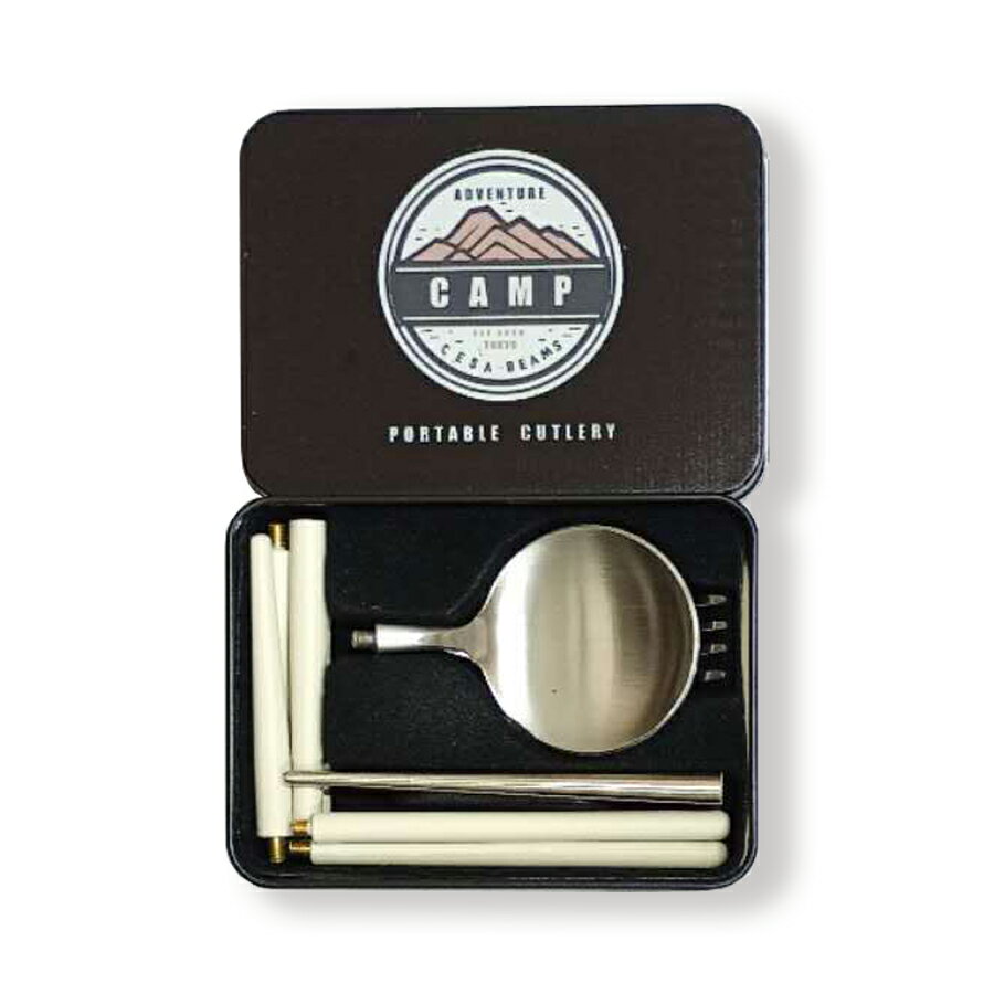 cesa beams カトラリーセット キャンプ カトラリー アウトドア ポータブル 食洗機対応 おしゃれ 6点セットスプーン フォーク ナイフ つなぎ箸 収納ポーチ 収納ケース付き