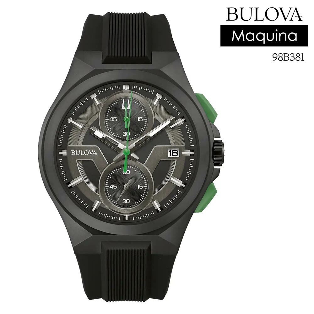 ブローバ 腕時計 メンズ 【10%OFF CP 5/21 9:59まで】ブローバ 腕時計 BULOVA 時計 メンズ 腕時計 マキナ MAQUINA クオーツ シリコンストラップ ブラック 夜光インデックス 蓄光 日本未発売 98B381