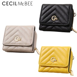 セシルマクビー 財布 【P5倍 5/9 20時～】セシルマクビー CECIL McBEE 財布 三つ折り財布 レディース キルト ミニウォレット キルティング財布 羊革 ラムレザー CM122093