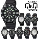 【10%OFF CP 4/2 9:59まで】シチズン Q&Q キュー&キュー キューアンドキュー 腕時計 CITIZEN VR18 VS24 VS26 QQ メンズ クオーツ スポーツウォッチ 10気圧防水 夜光インデックス メール便発送 その1