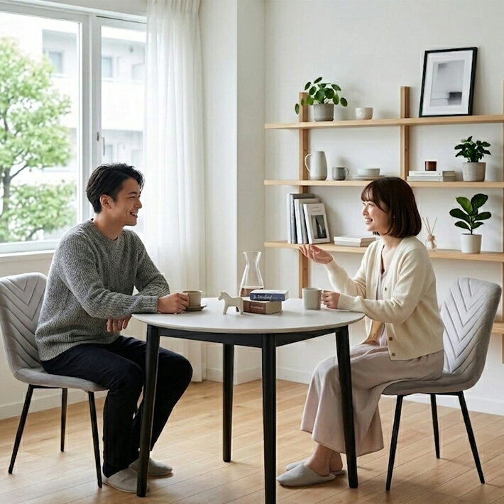 【5%オフクーポン&P5倍】 セラミックテーブル ダイニングテーブルセット 90cm 3点 セット おしゃれ 2人用 丸テーブル 円 ダイニングテーブル 天然木 木製 ダイニングチェア 2脚 コンパクト グレー ブラック 黒脚 北欧 モダン カフェ ラウンド 2脚セット ファブリック [2]