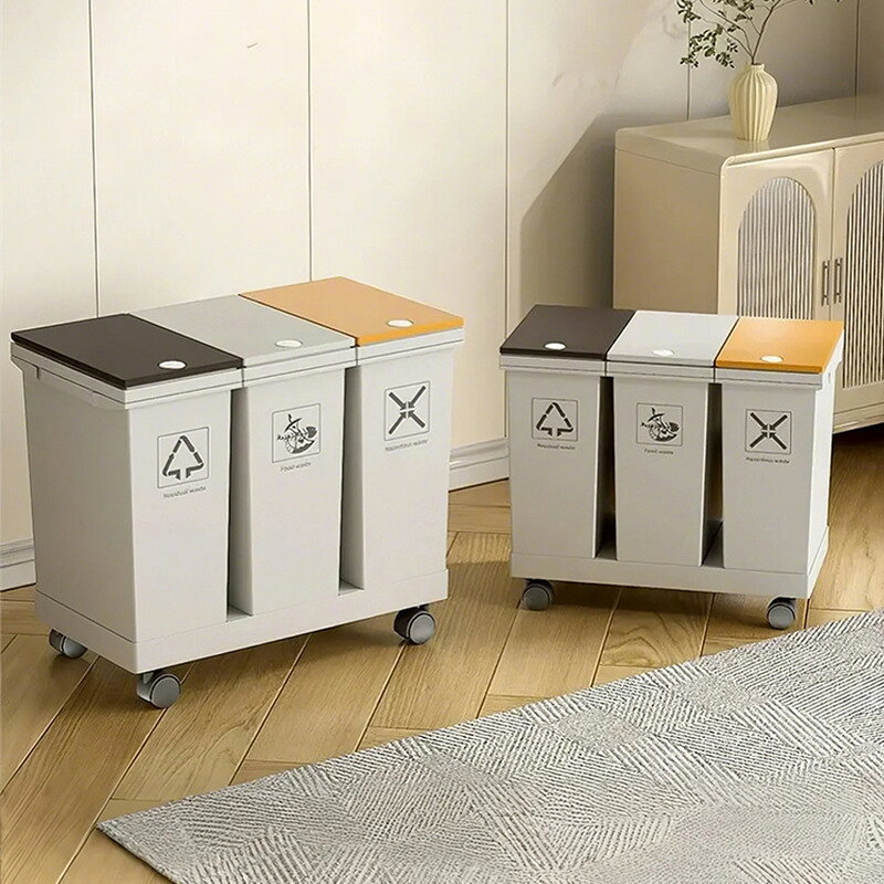 ダストボックス 分別ゴミ箱 プッシュ式押し蓋 2槽 3槽 キャスター付き 大容量 24L/36L/40L/60L 取り外し可能 生ゴミ分別 家庭用ダストボックス キッチン 台所 家庭用ゴミ箱 cetalio-10008573 cetalio サンプル画像2