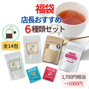 福袋 紅茶 ハーブティー 2024 1000円 送料無料 お茶 詰め合わせ ティーバッグ ノンカフェイン オーガニックティー 水出し 14包 6種類 紅茶専門店 お得セット セイロンティー アソート ギフト カフェイン オーガニック ホットティー プレゼント ラッピング可能 かわいい