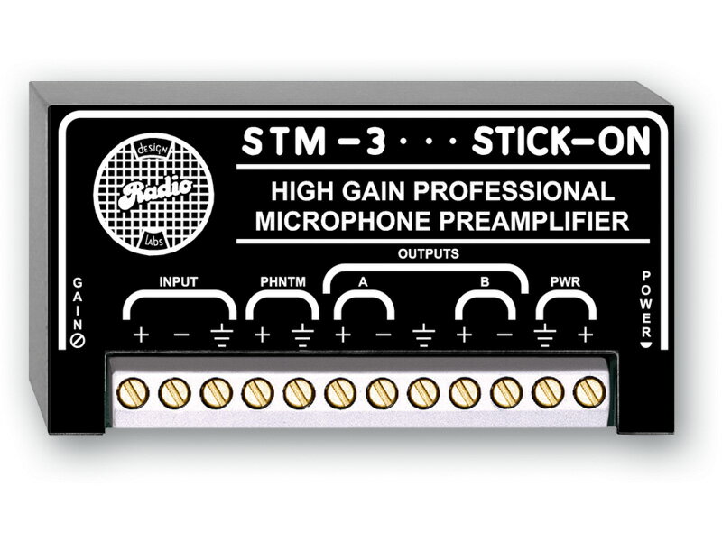 RDL STM-3 ハイゲインマイクプリアンプ　　　　&#8211;35〜75dB ゲイン　 STICK-ON&#174;シリーズ【送料無料】