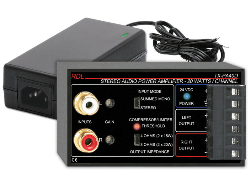 RDL TX-PA40D, TX-PA40DE 40Wステレオ・オーディパワーアンプ−8ΩTX-PA40Dには北米向け電源コード付属、TX-PA40DEは電源コードなし【送料無料】