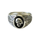 Flash Point SIGNET RING WITH TINY PROFILE SKULL RING SCROLL WORK