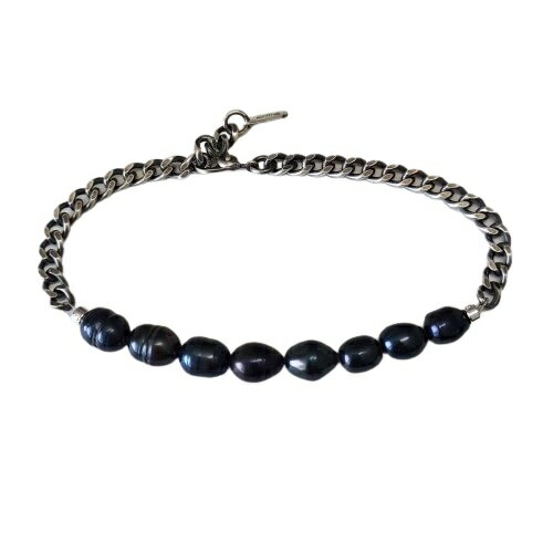 mollive SILVER CHAIN BRACELET BLACK PEARL