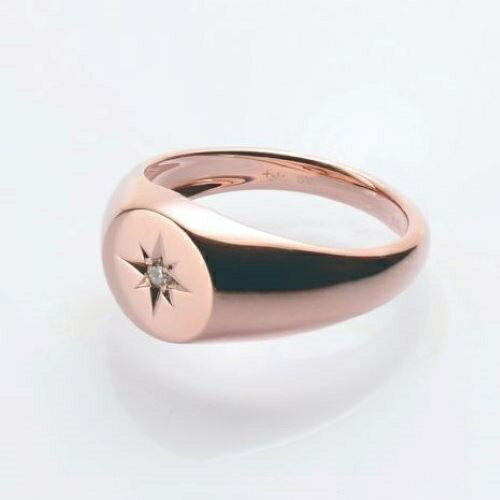 Rakuten - RESOL diamond signet ring SV925 (Pink Gold coating)