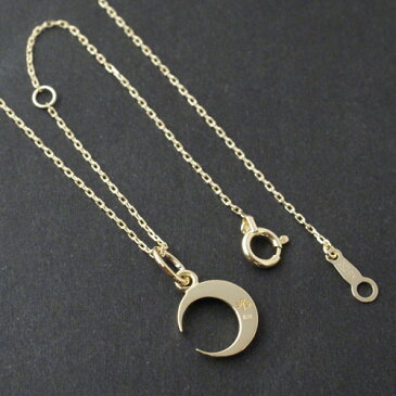 SYMPATHY OF SOUL Small Moon Charm - K18Yellow Gold+K18-2段階アジャストチェーン(細0.25)45cm