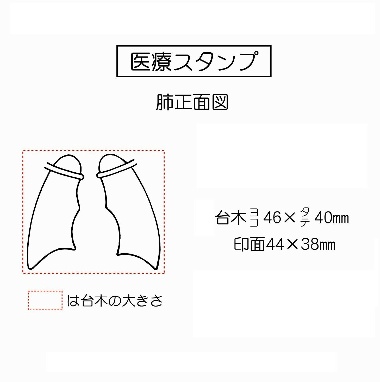 医療はんこ　肺正面図44×38mmサイズ 2