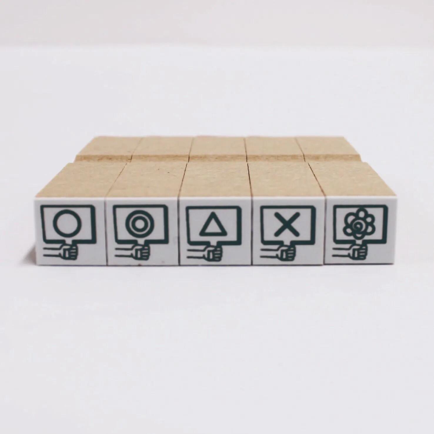 手帳はんこ まる・さんかく・ばつ・はなまる（札持ち）セット