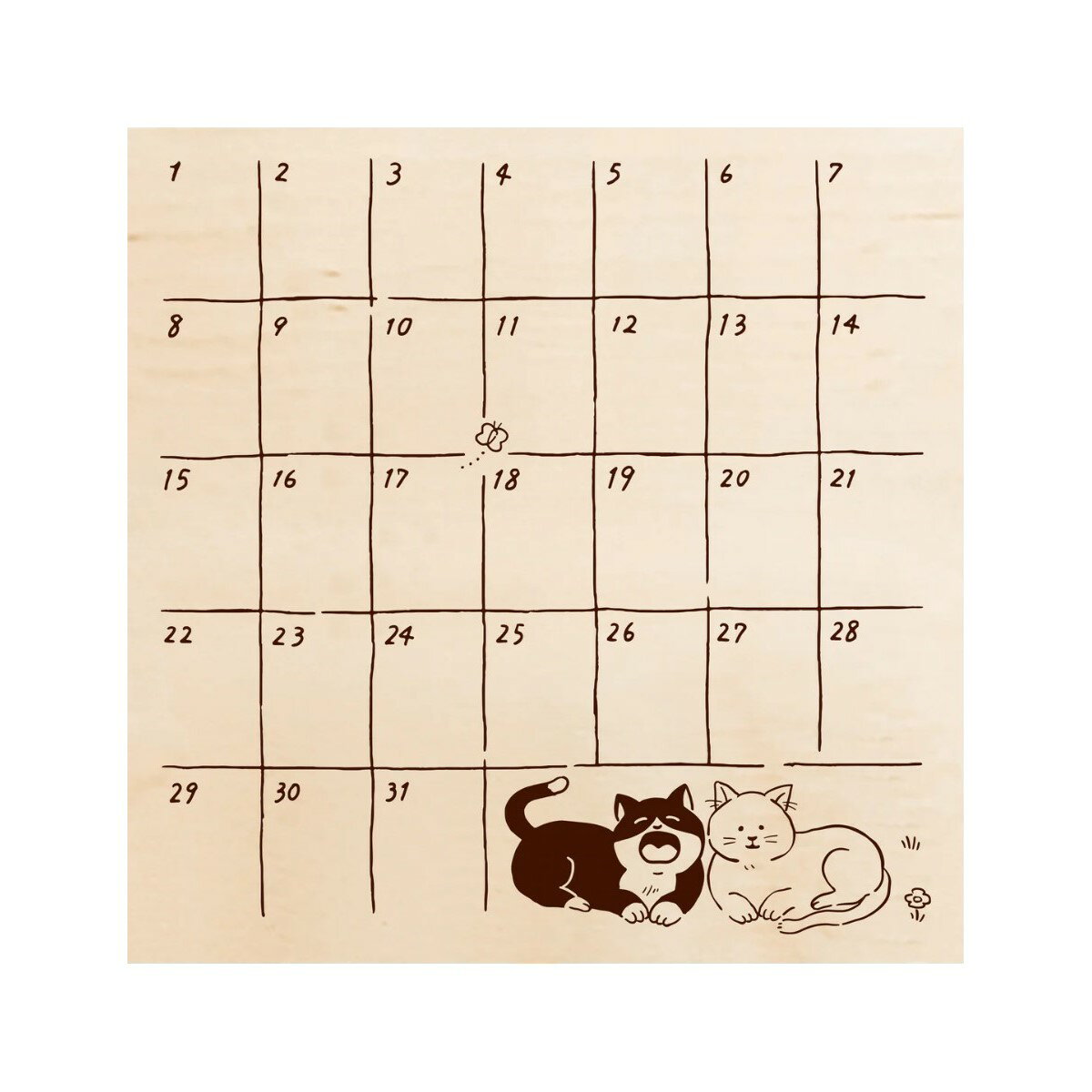 ビバリー ゴム印スタンプ いろどりはんこ　ねこ　月間カレンダー