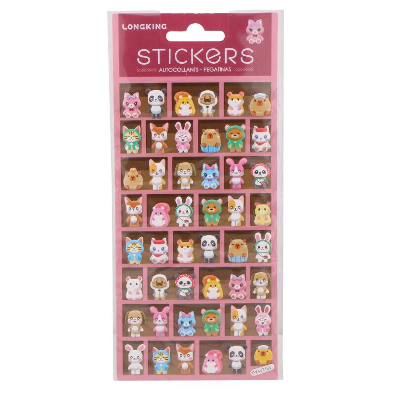Rakuten - STICKERS 動物アパート ピンク 立体シール