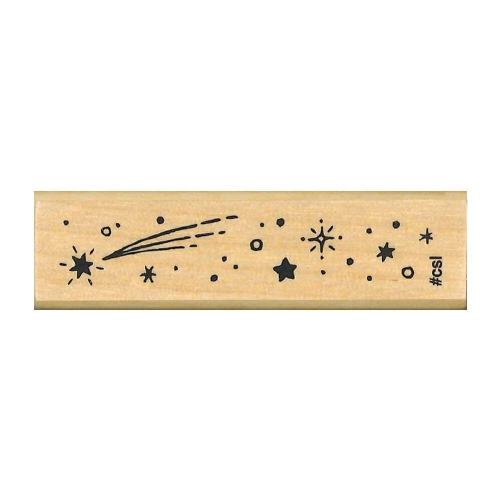 こどものかお Nアイラブスタンプ 1533-109 キラキラ流れ星 みんなの「好き」をスタンプにしました！ ※ 使用には別途スタンプ台が必要です。アイラブスタンプは木製ラバースタンプのシリーズです。いろんな絵柄、いろんなモチーフがあって楽しい♪夜空をさーっと横切る、きらめく流れ星の絵柄がロマンティックなスタンプです。ちょっと押すだけで、手帳や日記のページが星空みたいにおしゃれに変身！バレットジャーナルのデコやメモの区切りラインとしても使いやすい横長デザインがぴったりです。星に願いをかけた特別な日の記録や、ウィッシュリストページのアクセントにも◎。日常をちょっぴりときめかせてくれる、そんなスタンプです。商品サイズW55×D15×H25mm 5