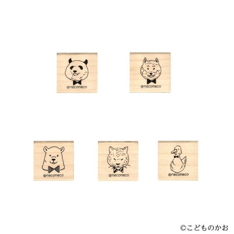 こどものかお ねこねこスタンプ 1741-001~005 動物 いぬ くま ねこ ぱんだ あひるのサムネイル