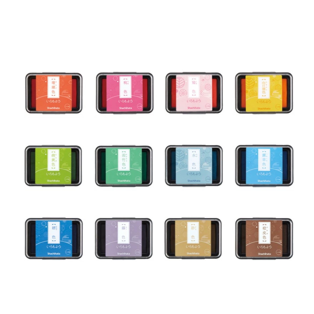 シヤチハタ いろもよう　その2 スタンプパッド　全24色の後半12色盤面サイズ63×40mm消しゴムはんこ作成..