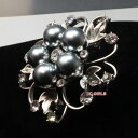 スーパーセール 送料無料 真珠 大粒パール 水晶 3D梅 ブローチ 花珠級貝パールブローチ フラワー 花 母の日 七五三結婚式ウエディング ブラック 最安値に挑...