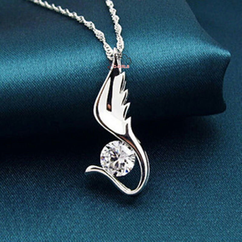 5A級 CZ 天使の羽 しずく キュービックジルコニア バックキャッチ ネックレス 揺れる 925銀 全品ギフトラッピング シルバー ネックレス ペンダントジュ...