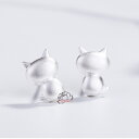 送料無料 C-Girls真珠屋 925シルバー 3D Cat 猫 ネコちゃん ピアス baby cz 可愛い 七五三 結婚式ウエディング シルバー ホワイトディ...