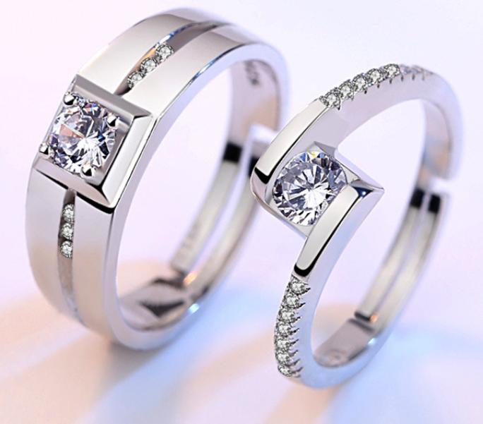 送料無料 love ペアーダイヤモンドリング 2セット シルバー リング サイズが自由に調整 誕生日プレゼント 女性 メンズ ペア 指輪 ペア ベネチアスライド...