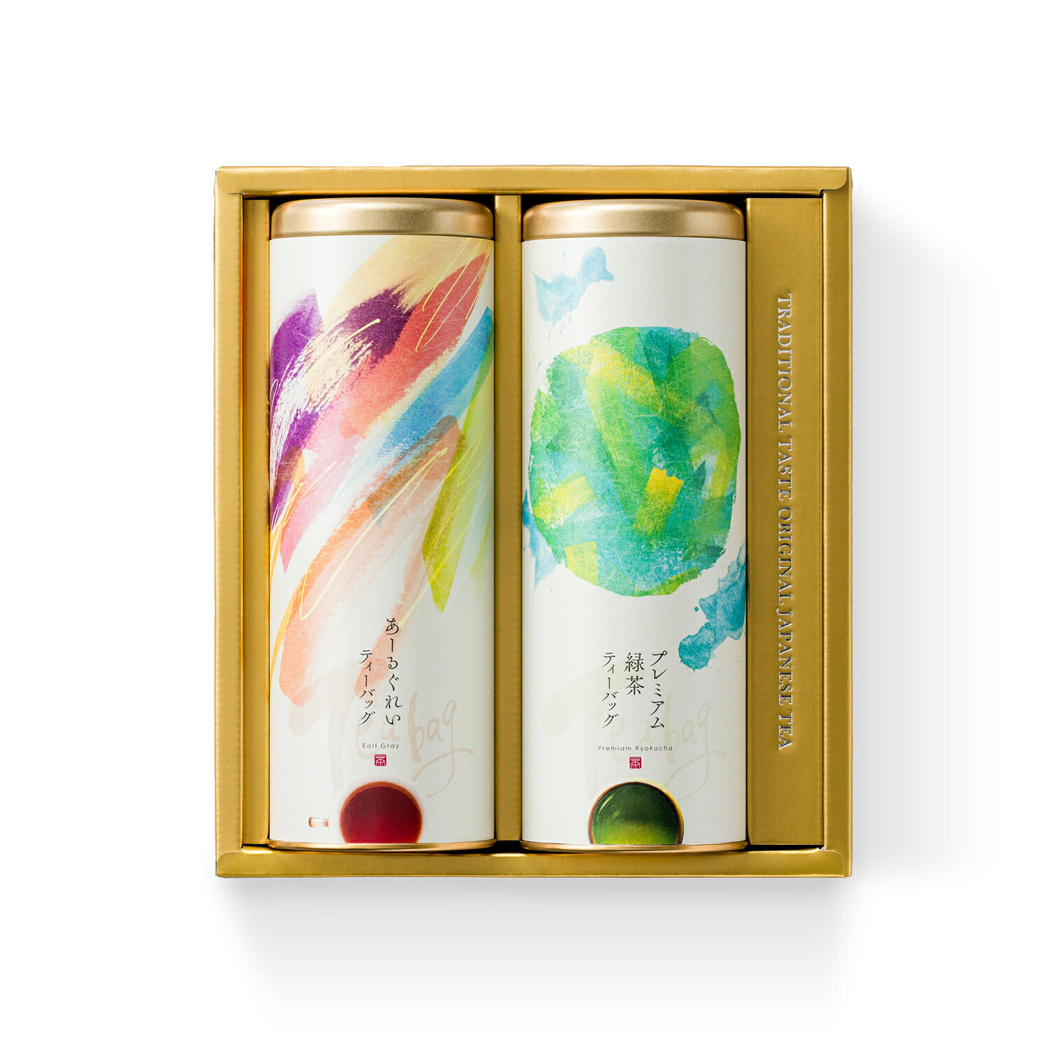 ギフト対応 プレミアム緑茶 & アールグレイのティーバッグギフトです。 一番摘みのプレミアム茶葉使用、まろやかで緑の美しい【プレミアム煎茶】と、 スッキリとした飲み口の琥珀色の【アールグレイ紅茶】、 2種の異なる味わいを、上質なデザイン茶缶入りギフトセットに仕立てました。 豪華で美しいゴールドのギフト箱入り。 創業100年の老舗より、確かな日本茶をお届けいたします。 〇プレミアム緑茶ティーバッグ 茶畑に覆いを被せ日光を遮る「かぶせ仕立て」で栽培された茶葉を使用。 一番摘みの中でも特に早い時期に収穫された特別品。 美しい緑色と、まろやかな口当たりで、茶葉本来の甘みを感じられる、プレミアムなティーバッグ。 〇アールグレイティーバッグ 柑橘の香りと琥珀色の水色（すいしょく）が映える人気のアールグレイティーバッグ。 お菓子やスイーツに合わせて、上質なティータイムを演出します。 プレミアム緑茶もアールグレイティーバッグも、HOTはもちろん、水出しでもお楽しみいただけます。 水1Lにティーバッグ2～3個を入れ、冷蔵庫で一晩水出しすれば、おいしい水出し茶の完成です。 一箱で2種類の茶葉が楽しめる、「ティーバッグギフト」大切な方へ感謝の気持ちを込めてお届けします。 ギフトBOXサイズ：幅19cm×縦22cm×高さ8cm 名　称 高級ティーバッグギフト 原材料 プレミアム緑茶：茶（国産）アールグレイ茶：茶（スリランカ・インドネシア）、香料 内容量 プレミアム緑茶ティーバッグ4g×15Pアールグレイティーバッグ2.5g×15P 賞味期限 12ヶ月 保存方法 高温・多湿を避け、移り香に注意して保管してください。 製造者 株式会社茶通亭静岡県沼津市大諏訪555