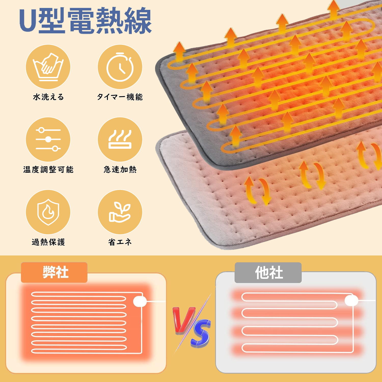 【夏支度応援・最大17%OFF券】 DEWEL ホットマット 冷え対策 ミニ ホットカーペッ...