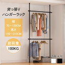 【月末特典5倍P&10%OFF券付】 DEWEL 突っ張り ハンガーラック ダブル たっぷり収納 洋服ラック 2段 縦横伸縮 総耐荷重100kg 高さ調整可能(約110-310) 横伸縮可(約70-120) 衣類収納 表面みがきずな工芸 組立品 説明書付き 屋内乾燥 衣類掛け収納整理