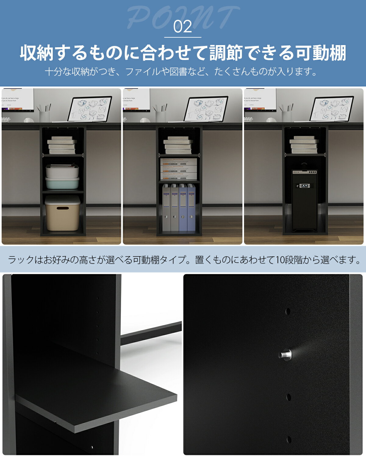 【秋の快適生活7倍P&7%OFF券】 DEWEL パソコンデスク 2人用 幅200cm ダブルPCデスク ワークデスク ワイドデスク 引き出し付 PC本体収納棚付き スライド棚 テレワーク用 配線収納 学習机 PCデスク 学習デスク 勉強机 書斎机 事務机 組立簡単 在宅勤務 FlexiSpace [2]