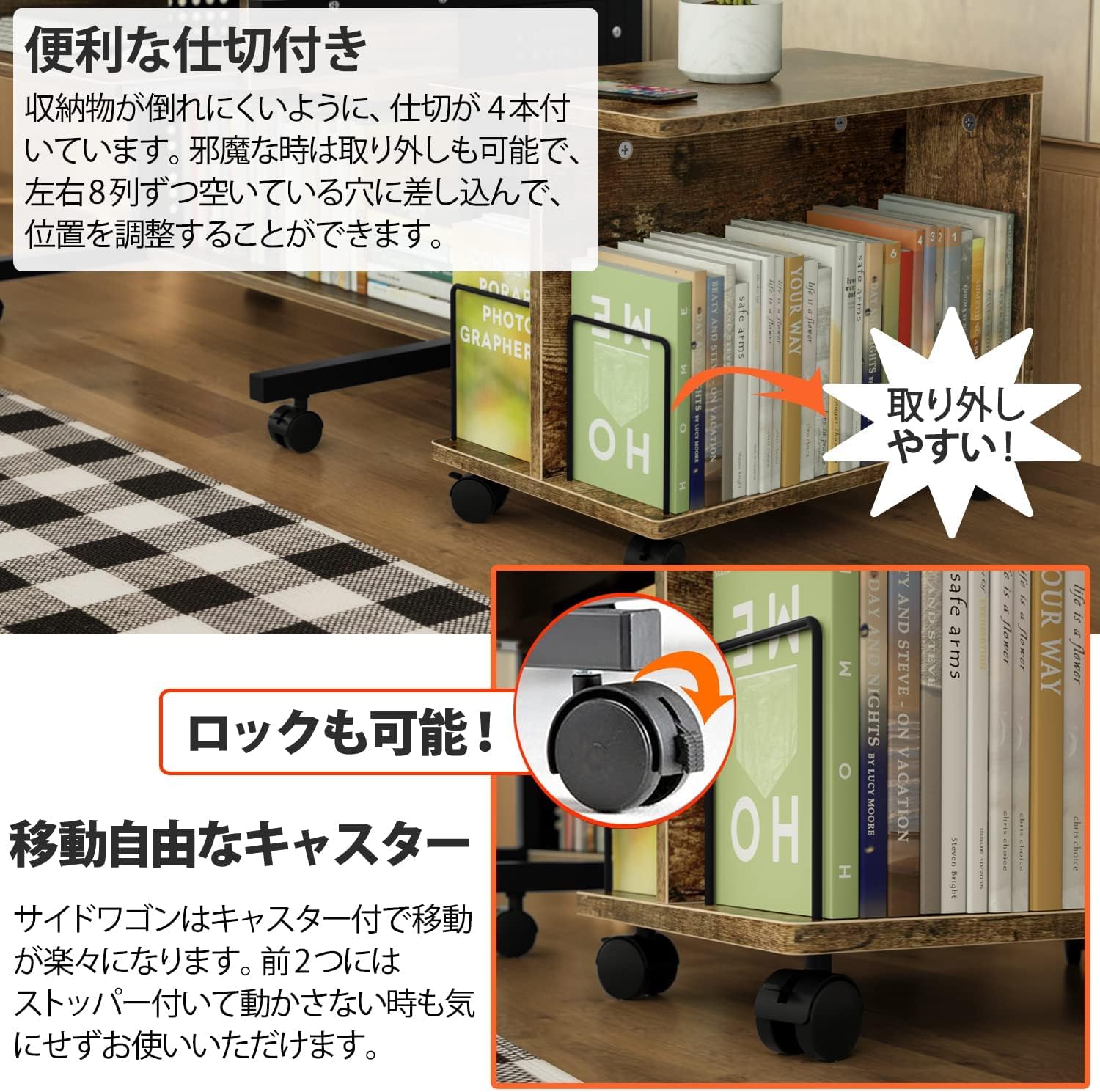 【秋色新作祭P12倍×最大10%OFF券】 DEWEL ファイルワゴン キャスター付 ラック 2段 キャスター付きファイルラック 天板付き デスクサイドワゴン 4本仕切付 ロータイプ 耐荷重25kg 書類ラック オープンタイプ pcラック オフィスワゴン CD DVD 収納ラック 組立簡単 [2]