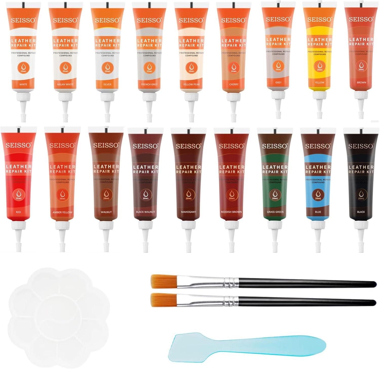 【BFセール10倍P&8%OFF券付】 SEISSO 革 補修 レザークリーム 革用塗料 革 クリーム 革色落ち補修 18色入り ソファ 財布 チャイルドシート...