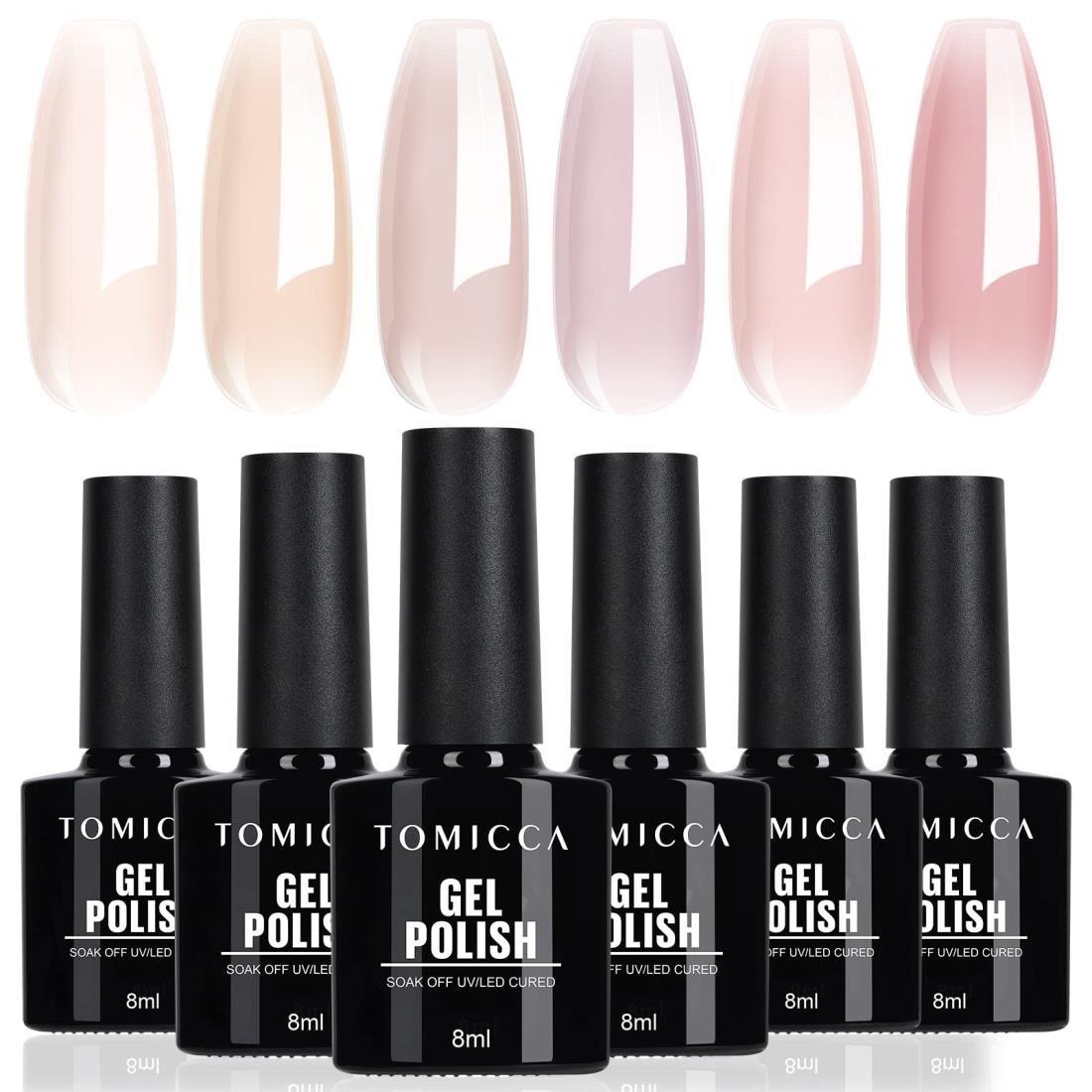 TOMICCA ジェルネイル シアーカラージェル ネイルアート 6色セット 透明感ある 8ml UV/LED対応 初心者＆プロ適用 ポリッシュタイプ