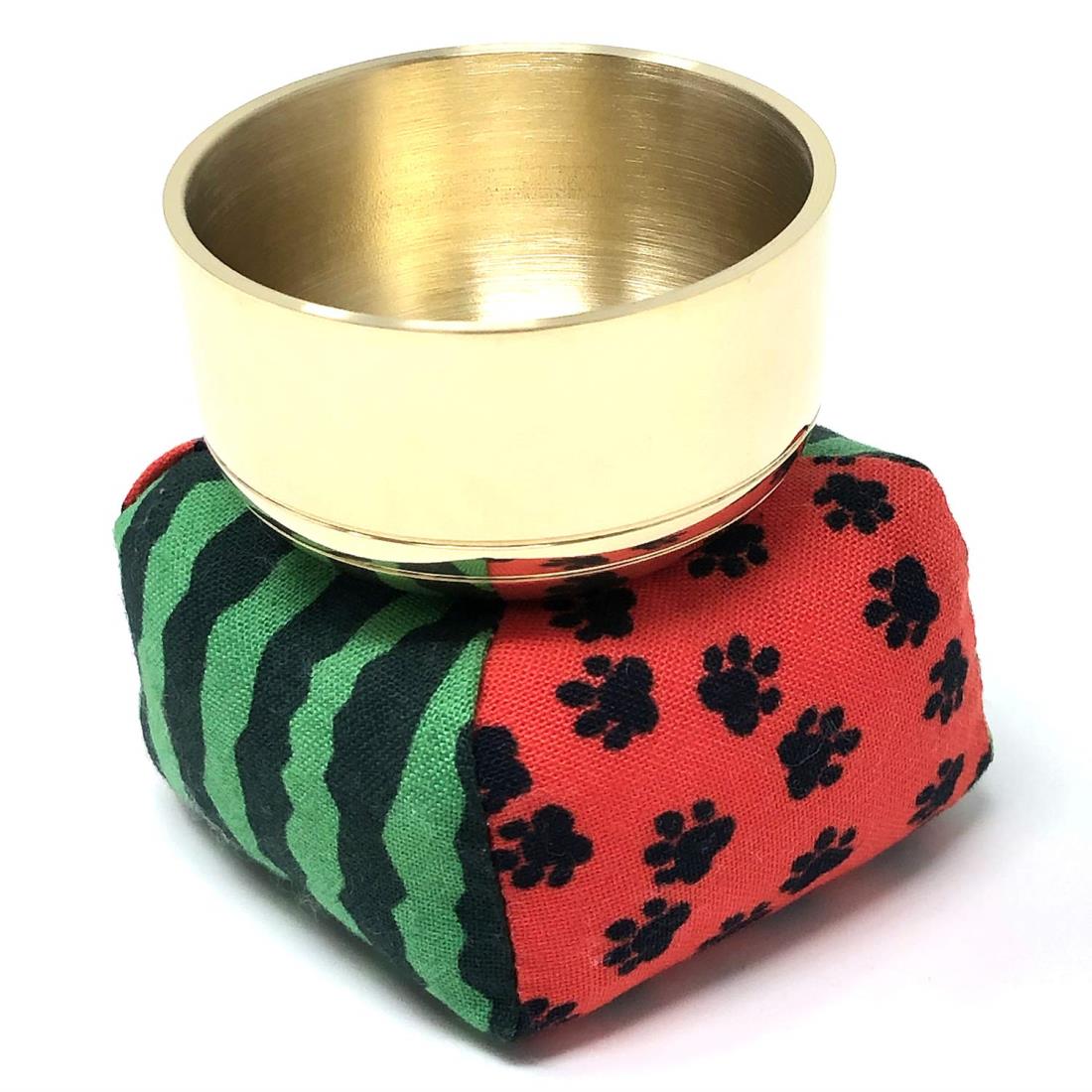 Banane D'or ペット仏具 セット おりん 日本製 りん棒 足跡柄 座布団 (すいか)