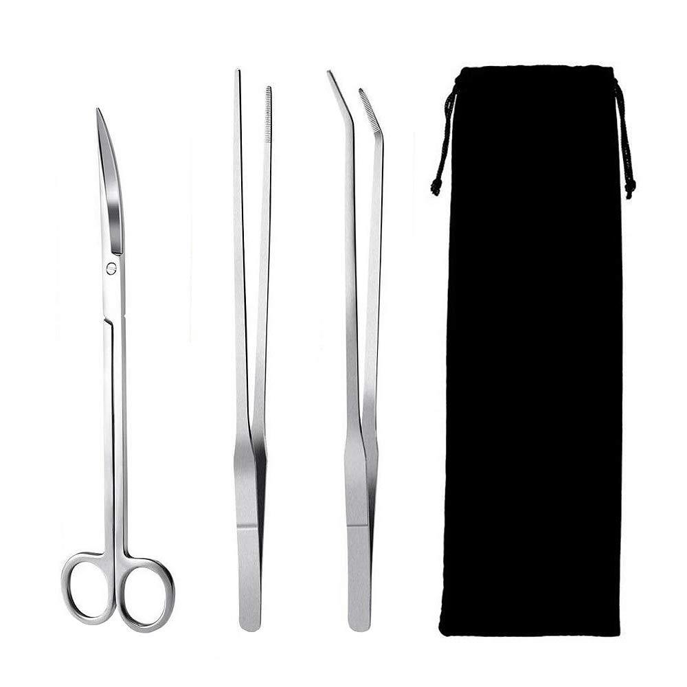 水草 トリミング 3本セット 水槽 掃除 ピンセット ハサミ ステンレス製 アクアリウム 水族館 水槽のお..