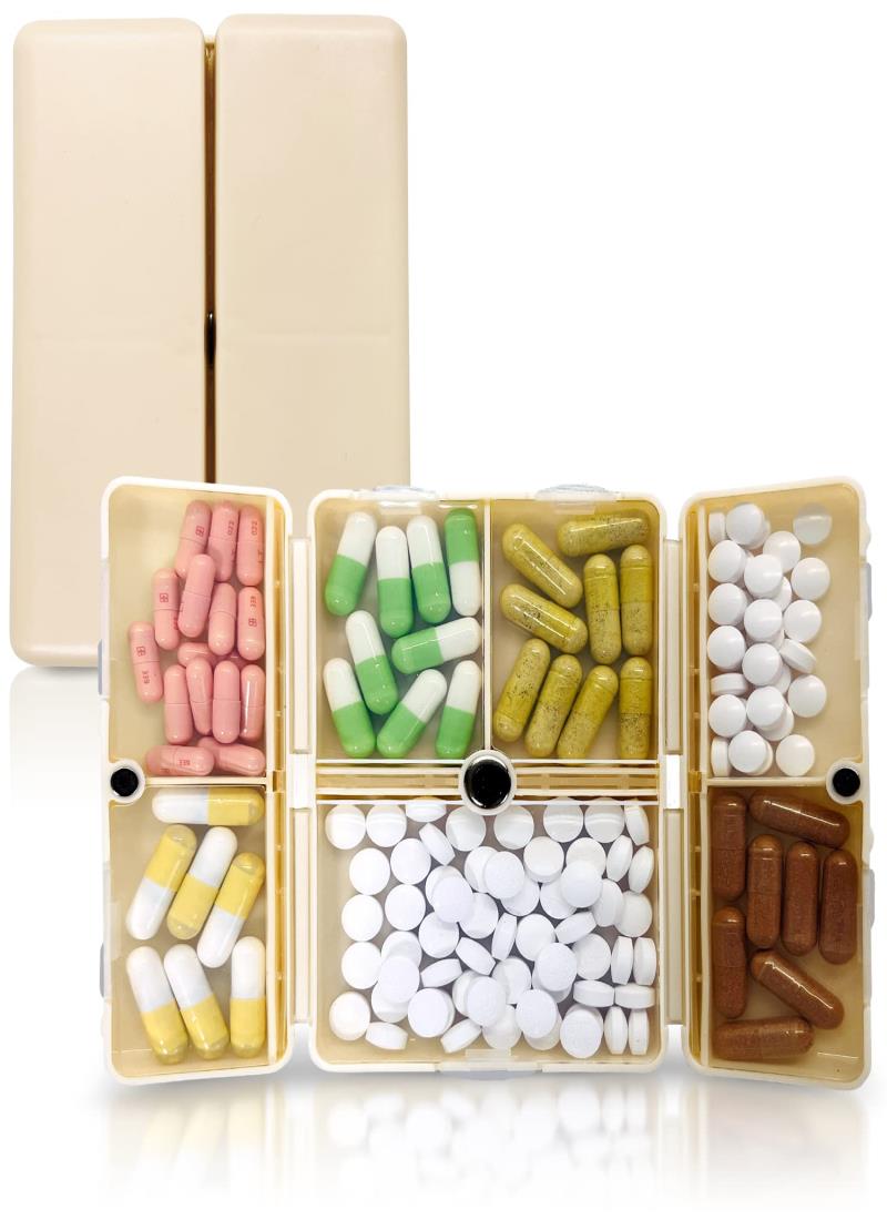 ピルケース 【薬剤師・監修】 【安心ケース】 薬ケース サプリメントケース サプリケース 薬 薬入れ 携帯用 大容量 可愛い Mizuku クリームのサムネイル