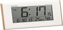 セイコークロック(Seiko Clock) 目覚まし時計 電波 デジタル カレンダー 温度 湿度 表示 薄茶 木目 模様 SQ771B SEIKO ホワイト