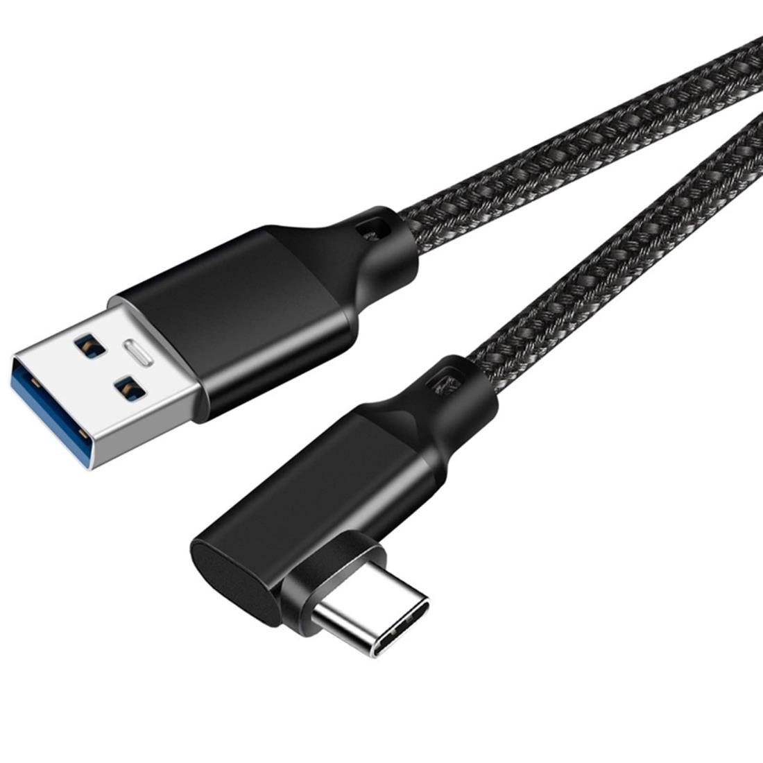 USB-C & USB-A 3.1(Gen2) ケーブル L字 3m(10Gbpsデータ転送) LpoieJun PD/QC 60W 超高速充電 USB A to USB Cケーブル スマートフォン/タブレット/ゲーム機のタイプc機種に対応 (ブラック)