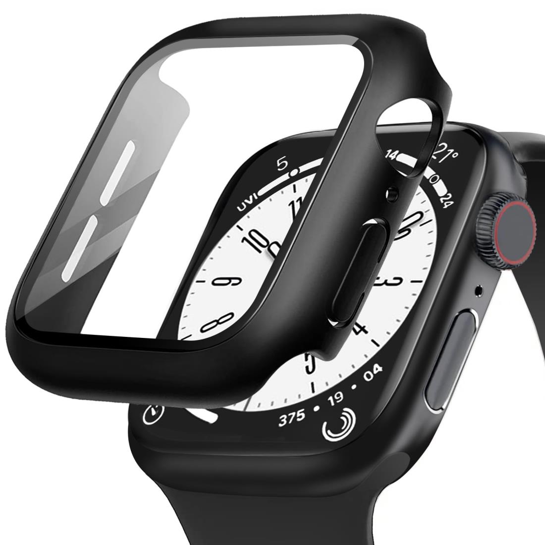 POLINK for Apple Watch用 ケース Series 9/8/7/6/5/4/SE2/SE 40mm PC素材 強化ガラス アップルウォッチ 保護用カバー 超薄型 高耐久 耐衝撃 高透過率 指紋防止 for Apple Watch用 カバー 全面保護 ブラック