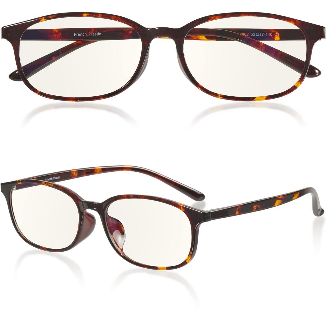 [ROTAKUMA] 最新改良 ブルーライトカット メガネ PC眼鏡 パソコン用 JIS規格 紫外線カット 超軽量12g ウェリントン型 おしゃれ メンズ レディース ユニセックス 度なし 伊達めがね だてめがね (ブラウンデミ)