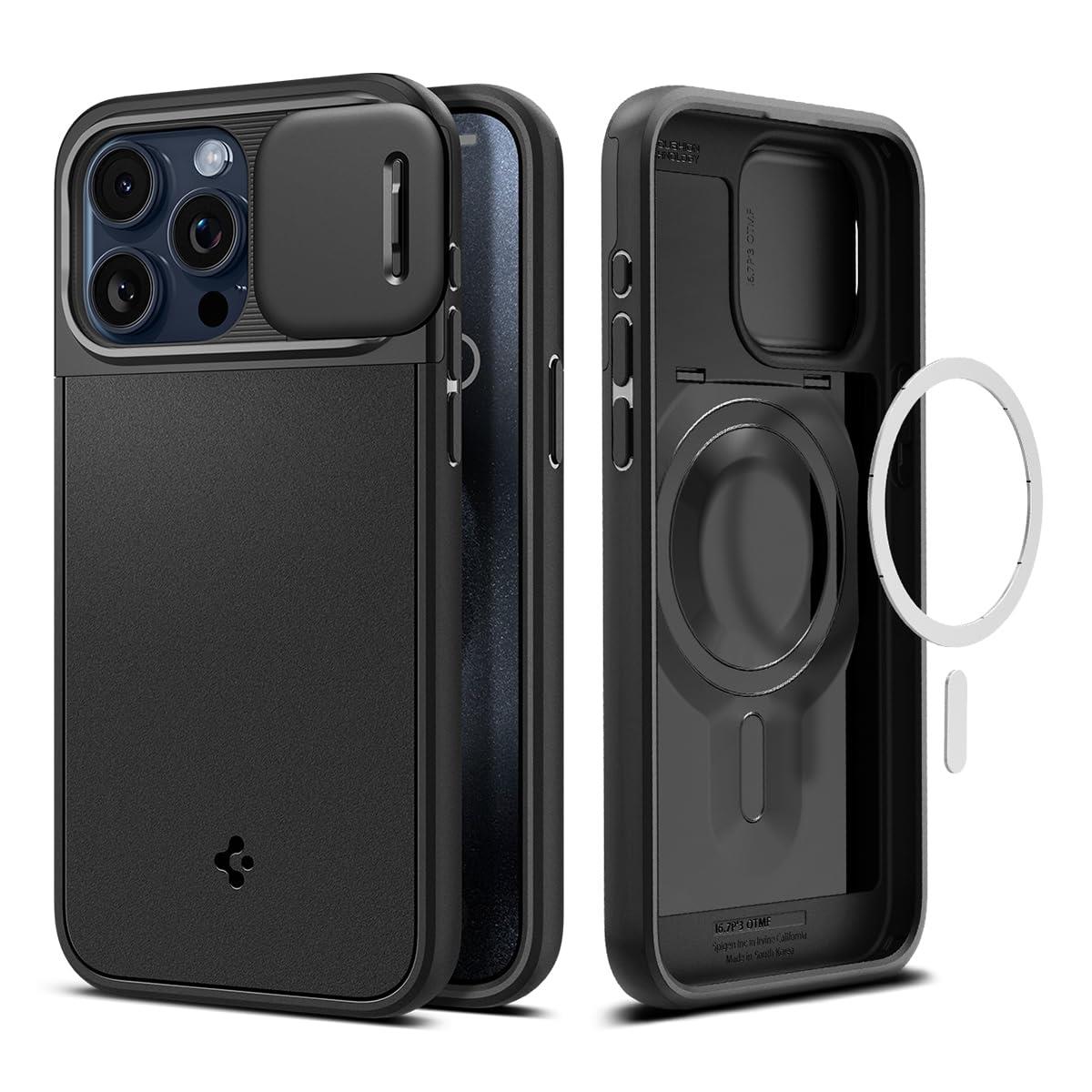 Spigen iPhone 15 Pro Max ケース Magsafe対応 カメラレンズ保護 オプティック・アーマー・マグフィット ACS06599 (ブラック)