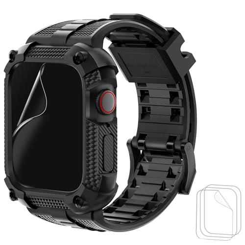 Wristitani Warrior Apple Watch バンド 41mm/45mm 一体型 ケース 耐衝撃 TPU アップルウォッチ バンド 3Dフルカバーフィルム iWatch Series 8/7/6/se/5/4 に対応