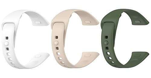 [SHEAWA] Redmi Watch 3用バンド バンド 3色セット ベルト シリコン ベルト 替えバンド アクセサリー (ホワイト+アイボリー+アーミーグリーン)