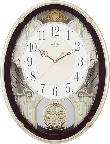 リズム(RHYTHM) 掛け時計 電波時計 からくり時計 18曲 メロディ 付き ブラウン スモールワールドプラウド 4MN523RH06